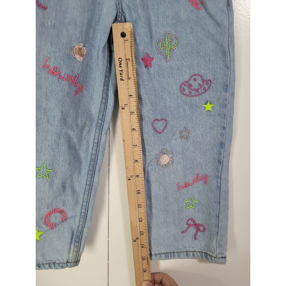 PRIMARK Toddler Girls SZ 4-5 Embroidered Denim Jeans Country Western Light Wash - Picture 8 of 12